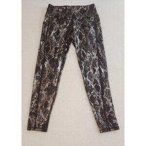 Black Silver Snack skin look 2 pockets Stretch legging pants XL